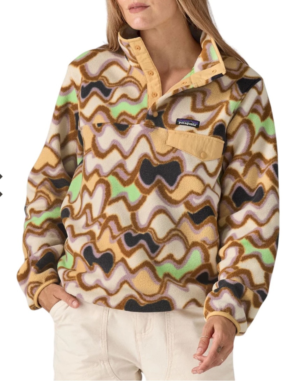 Patagonia Women's Synchilla Snap-T Fleece Pullover Small Currents Natural size S